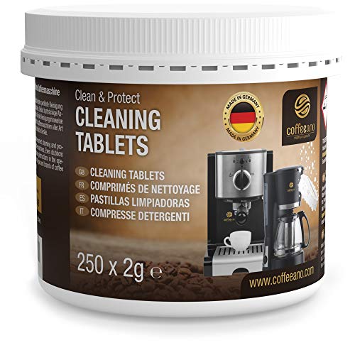 Coffeeano Clean & Protect Reinigingstabletten voor koffieautomaten en koffiezetapparaten, 250 stuks Reinigingstabletten, geschikt voor merken als Jura, Siemens, Krups, Bosch, Miele, Melitta, WMF en andere