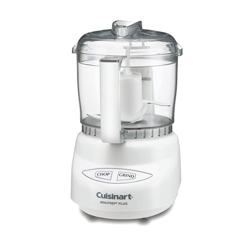 Cuisinart Mini-Prep Plus keukenmachine, 24 oz mini-keukenmachine om kruiden, groenten en harde kaas te hakken, 24 oz werkkom, omkeerbaar roestvrijstalen mes, DLC-2A, wit