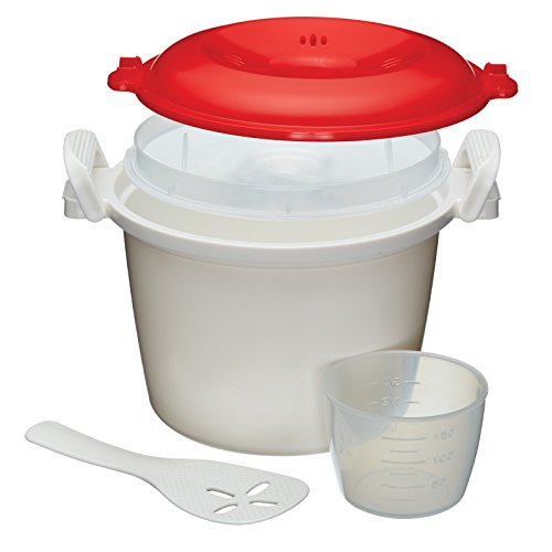 KitchenCraft magnetron-rijstkoker en -stoomkoker, BPA-vrij kunststof, 1,5 liter