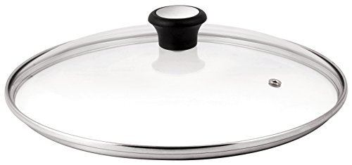 Tefal 280975 Glazen deksel met roestvrijstalen rand en stoomregelaar 24cm, Zwart en Transparant