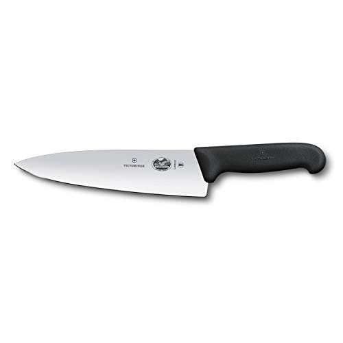 Victorinox Fibrox Trancheermes Keukenmes, 20 cm Lang, Roestvrij Staal, Zwart/Zilver