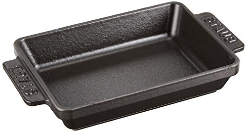 Staub 40509-548-0 mini-ovenschaal, rechthoekig 15 x 11 cm, 0,25 l met mat zwart email aan de binnenkant van de ovenschaal, zwart