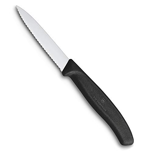 Victorinox Keukenmes 19 cm Swiss Classic, extra scherp gekarteld, ergonomische handgreep, vaatwasmachinebestendig, zwart