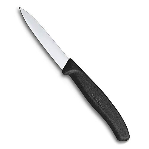 Victorinox Keukenmes voor groente (8 cm lemmet, antislip handvat, middelpunt, roestvrij staal, vaatwasmachinebestendig) zwart