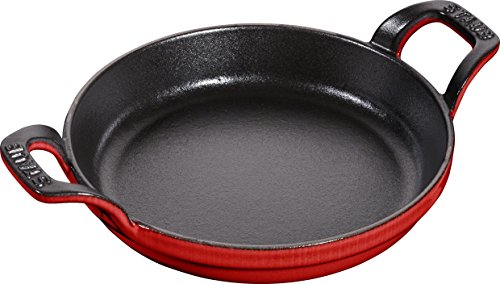 Staub 1301606 stapelbare ovenschaal, rond 16 cm, 0,4 l met mat zwart email aan de binnenkant van de ovenschaal kersenrood