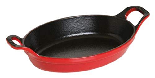 Staub 1302106 stapelbare ovenschotel, ovaal 21 cm, 0,7 l met matzwart emaille aan de binnenkant van de ovenschaal, kersenrood