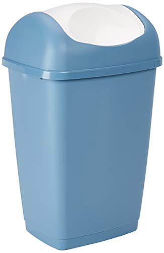 axentia Verklapbare dekselemmer, afvalemmer van kunststof voor keuken en badkamer, vuilnisemmer met schommeldeksel, inhoud: ca. 25 liter, blauw (blauw 235681)