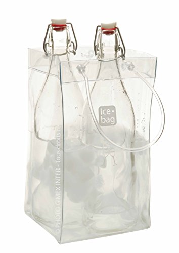 Gimex 17411 Ice Bag Basic flessenkoeler, King Size, 2 flessen of 1 magnumfles, transparant, 33 x 2 x 18 cm