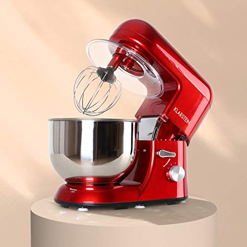 Klarstein Bella Rossa keukenmachine-mixer (1200 watt, 5,2 liter mengkom, 6 versnellingen) rood