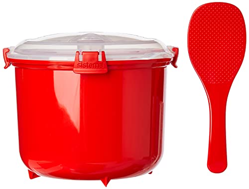 Sistema Microwave rijstkoker, 2,6 l, rood/transparant