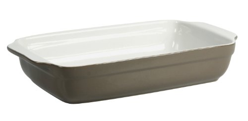 CREALYS 512731 ovenschaal, keramiek, rechthoekig, handgrepen, 31 x 18,5 x 5,5 cm, taupe