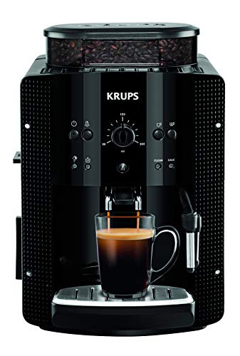 Krups Ea8108 Volautomatische Espressomachine, Automatische Reiniging, 2-Kopjesfunctie, Melkopsysteem met Cappucinoplus-Mondstuk, Zwart