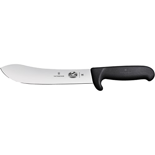 Victorinox Keukenmes Fibrox Safety Nose slacht- en bankmes, Swiss Made, brede punt, roestvrij, zwart