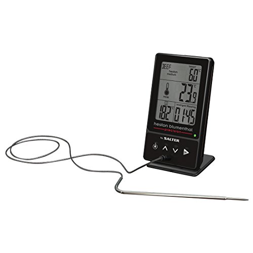 Heston Digitale 5-in-1 thermometer van SALTER, temperatuurmeting vlees en oven, braden, meetstaaf 14,5 cm, potklem, gemakkelijk leesbaar display, luid alarm