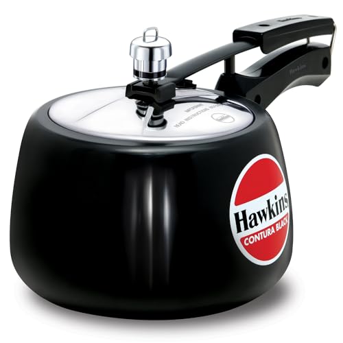 Hawkins 3 liter Contura zwarte snelkookpan, hard geanodiseerd binnendeksel, Handi fornuis, zwart (CB30)