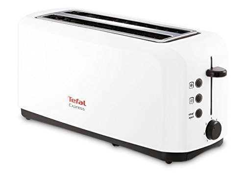 Tefal Grille Pain Express TL270101 Broodrooster met 2 lange sleuven met 1400 W motor, voor maximaal 4 schijven broodbakvorm met 7 bruiningsniveaus en 3 functies, met afneembare kruimellade