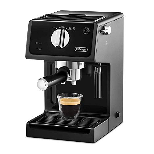 De'Longhi ECP 31.21 Espresso-zeefhouder, zeefhouder met aluminium afwerking, melkschuimmondstuk, filterinzetstuk voor 1 of 2 kopjes, espresso, ook geschikt voor pads, zwart