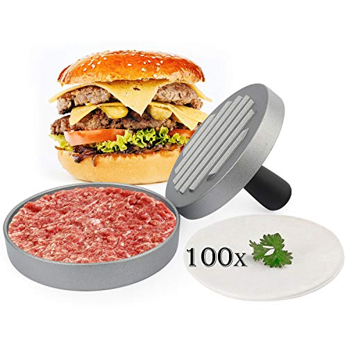 Belmalia Hamburger Pers 100 Vellen Bakpapier voor Perfecte Burgers, Hamburgers, Gehaktballen, Braadpan, Barbecue, Anti-Aanbaklaag, 11cm
