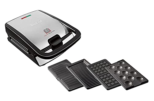 Tefal Snack Collection SW854D Combi-apparaat, 4-delige set, inclusief 4 platen met antiaanbaklaag, vaatwasmachinebestendig, panini, wafels, sandwich, zoete keukentjes, 700 W