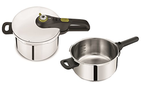 Tefal P2544337 - set van 2 snelkookpannen (Secure neo inductie 5, 4 en 6 liter, 5 veiligheidsniveaus), zilver