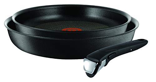 Tefal L65091 Ingenio Expertise Pannenset L65091, 22 + 26 cm, Incl. Handgreep, Geschikt voor Alle Warmtebronnen, Anti-Aanbaklaag, Zwart