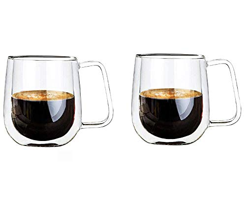 Vicloon dubbelwandige glazen mokken, kopjes van borosilicaatglas, voor thee, koffie, latte, cappuccino, espresso, bier, 250 ml