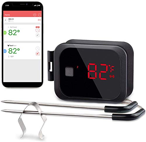 Inkbird Draadloze Draagbare Bluetooth Barbecue Thermometer met Dubbele Sonde, Android- en iOS-afstandsbediening, voor Keuken, Oven, Grill, Vlees, Steak