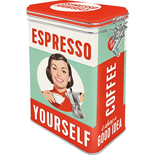 Nostalgic-Art Retro koffieblik, Espresso Yourself – Geschenkidee voor nostalgiefans, Blik met aromadeksel, Vintage design, 1,3 l