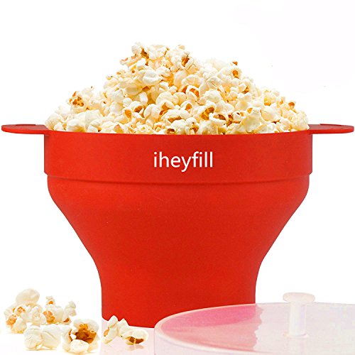 iheyfill Popcorn popper, magnetron-silicone popcorn maker, opvouwbare kom met handgrepen