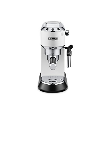 De'Longhi Dedica Style EC 685.W Espresso zeefhouder, espressomachine met professionele melkschuimmondstuk, slechts 15 cm breed, 1 liter watertank, volledig metalen behuizing, E.S.E pads, wit