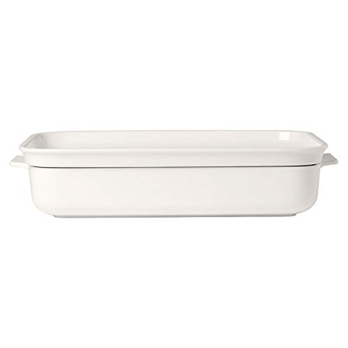 Villeroy & Boch Clever Cooking Rechthoekige Bakpan met deksel, 2 stuks, 34 x 24 cm, Premium Porselein, Wit