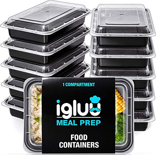 Igluu Meal Prep - Maaltijdvoorbereidingscontainers Met 1 Compartiment - Herbruikbare BPA-vrije Voedselopslagtrays Met Luchtdichte Deksels - Magnetron, Vriezer en Vaatwasmachinebestendig - Stapelbare - 10 stucks