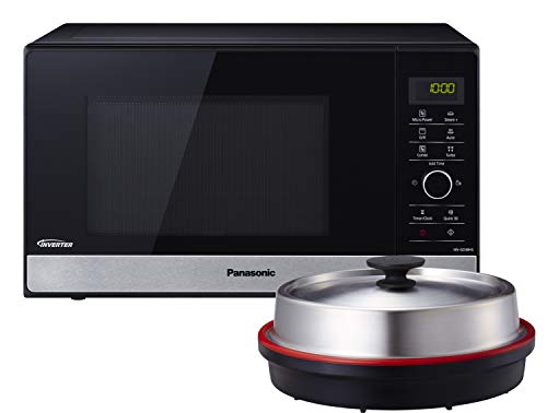 Panasonic combi-magnetron met grill en stoomkoker/steamer / 1.000 W/pizzapan / 23 L Edelstahl-schwarz