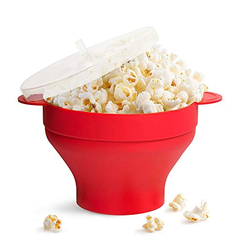 Gearmax® Opvouwbare magnetron, popcorn, pot met deksel, opvouwbaar (rood)