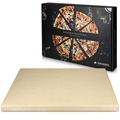 Navaris pizzasteen voor oven XL - Pizzabakplaat van natuursteen - Pizzaplaat voor oven of barbecue - Broodbaksteen - Rechthoekig - 38 x 30 x 1,5cm