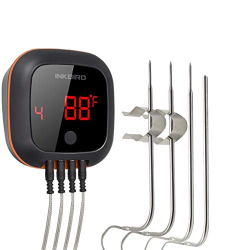 Inkbird IBT-4XS BBQ Thermometer Bluetooth, Vleesthermometer met 4 Probes en USB Oplaadbare Batterij voor Grillen,Koken en Oven