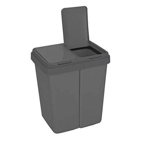 Ribelli® Duo-afvalemmer, twee bakken - plastic afvalemmer - afvalscheidingssysteem 2x25 L