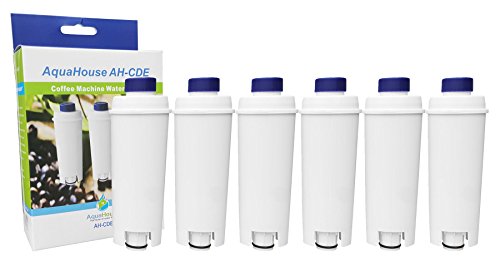 6X AH-CDE compatibel waterfilter voor DeLonghi Espresso en Bean to Cup Machines DLSC002, SER3017, 5513292811, 9310926, 8004399327252