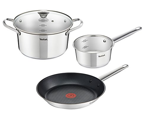 Tefal Simpleo&nbsp;B815S434 3-delige set (steelpan 16 cm, kookpan 20 cm, koekenpan 28 cm)