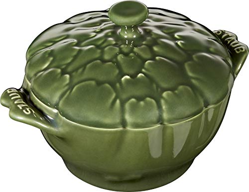 STAUB - Artisjok - ovenschaal, soepborden, cocotte - keramiek - kleur: groen - inhoud: 0,5 liter