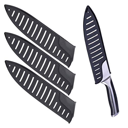 BESTonZON 3 stuks mesbeschermers kunststof messenhoes keukenmessen beschermhoes voor 8 inch messen (zwart)