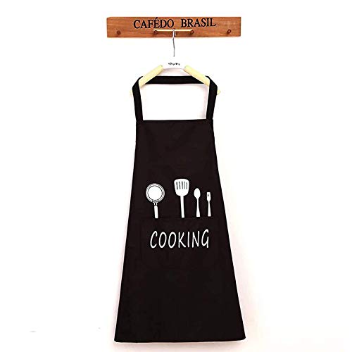 YGSAT Unisex Chefs Kitchen Apron Waterproof with Pockets Aprons for Cooking Restaurant Work BBQ Gardening Craft Baking Black