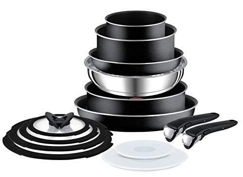 Tefal L2009542 Ingenio Essential 14 Piece Pots Tefal Ingenio Essential Pannen-en pottenset, Zwart- Niet Compatibel Met Inductiekookplaat 14-delig