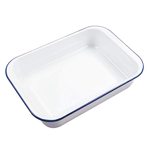 Webake Traditionele ovenschaal grote emaille bakvorm ovenvorm 37 x 24 x 7 cm