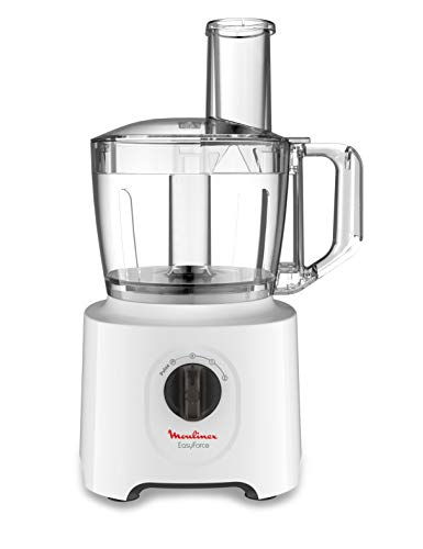 Moulinex FP244110 keukenmachine, multifunctioneel, Easy Force keukenmachine, kom 2,4 l, 5 accessoires, 20 functies, 700 W, wit