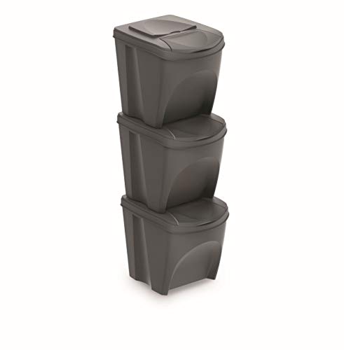 Prosperplast sortebox 3x20L afvalemmer afvalscheidingssysteem afvalemmer container (grijs)