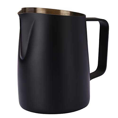 Dianoo Espresso Stomen Pitcher, Espresso Melk Frothing Pitcher roestvrij staal, Koffie Latte Art Cup 420ML Zwart