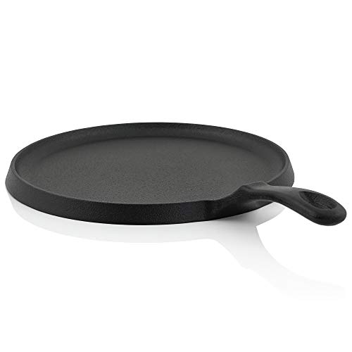 BBQ-Toro Crêpes Pan van gietijzer, diameter 26 cm, zwart, al ingebrand en geschikt voor inductie, pannenkoekenpan voor pannenkoeken, grillpan