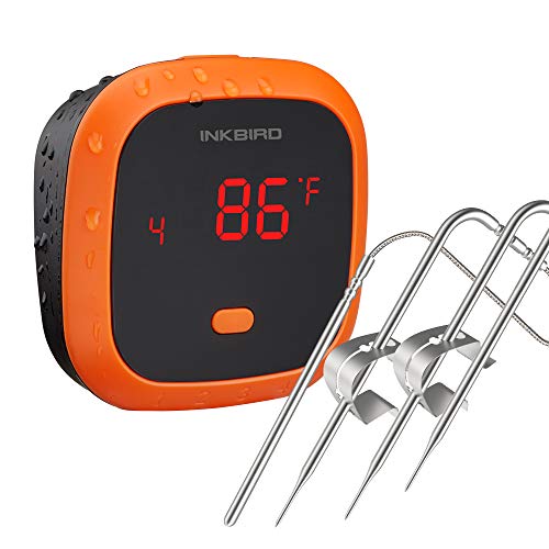 Inkbird IBT-4XC Waterdichte Bluetooth BBQ Thermometer met 4 Probes, Oplaadbare Vleesthermometer met Magneet en Alarm voor Keuken, Buitenshuis Koken, Roker,voor iOS en Android