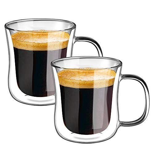 Ecooe Dubbelwandig Espresso Koffie Glas Cups Glazen Thee Dessert Borosilicaat Glazen 120ml Set van 2